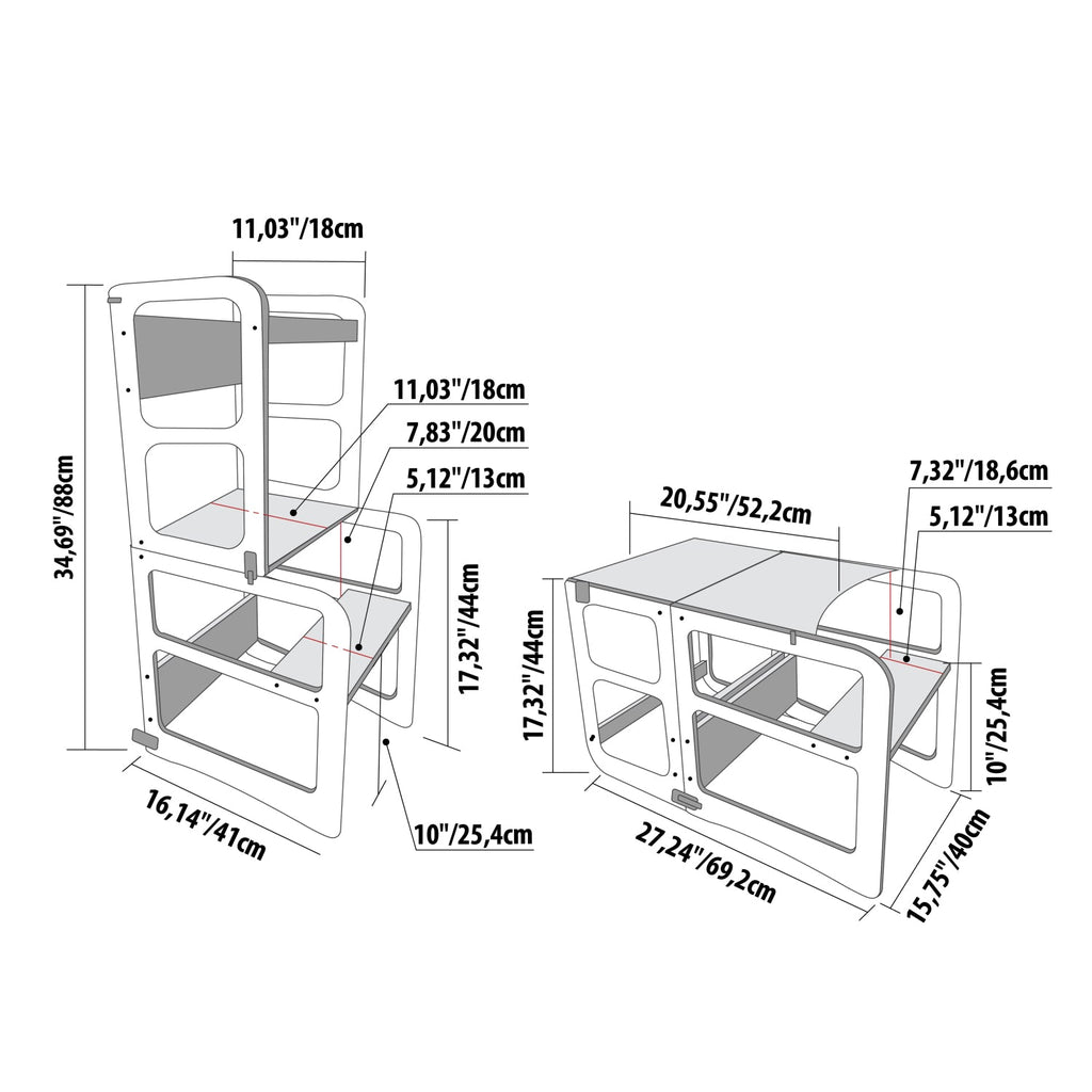 2in1 Kitchen Tower / Table & Chair - TRIKIDO