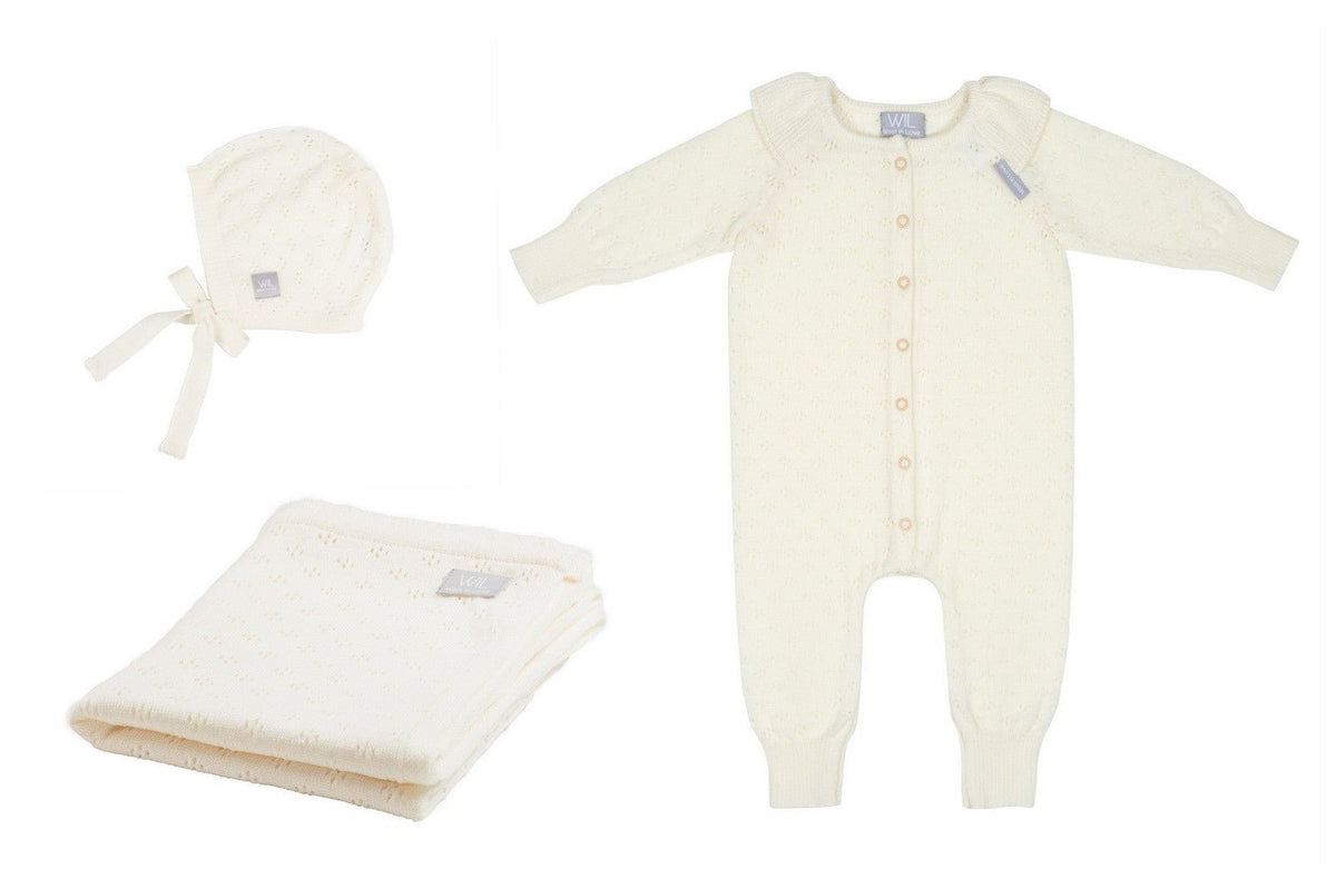 LOVE Gift Set For Baby - Blanket, Romper and Bonnet - TRIKIDO
