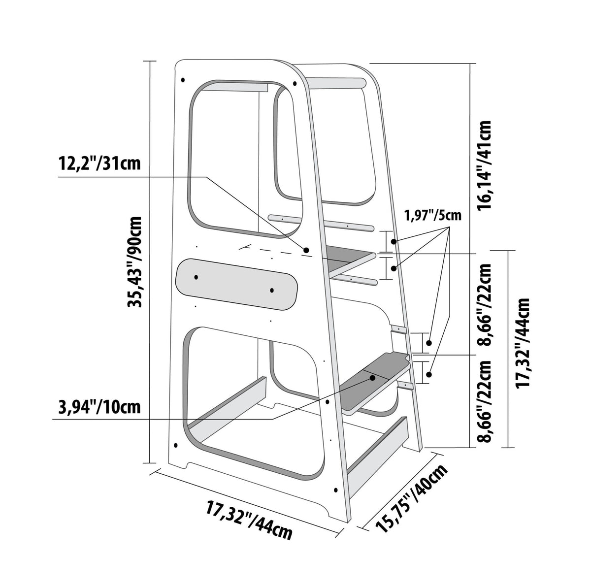 Montessori Helper Tower Step Stool - TRIKIDO