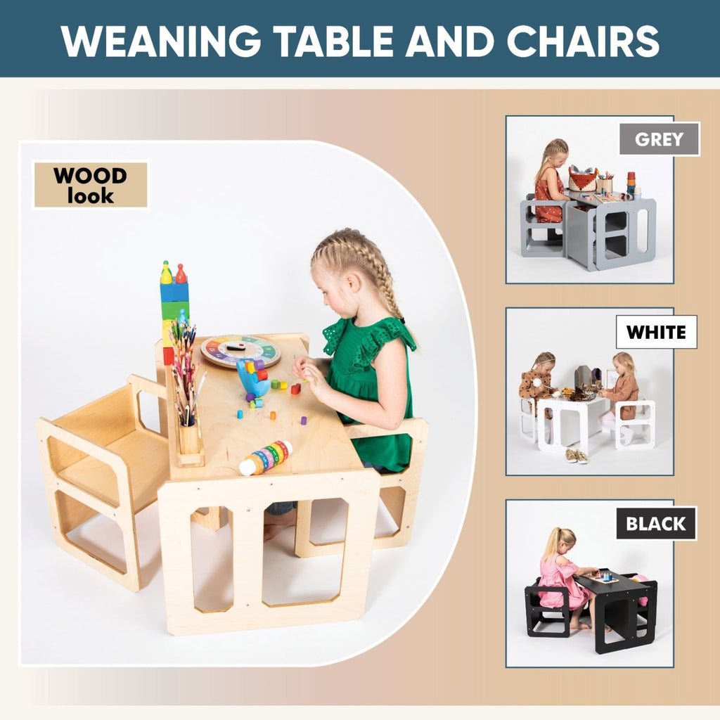 Montessori Weaning Table and Chair Set - with 2 Chairs - TRIKIDO