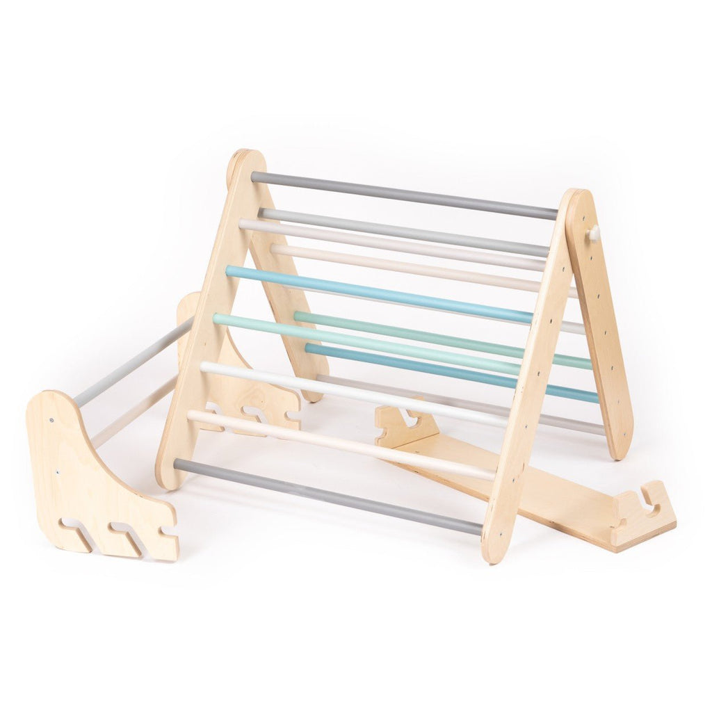 Pikler Triangle Climber with Swedish Wall Add-On (Ages 6m–7y) - Pastel - TRIKIDO