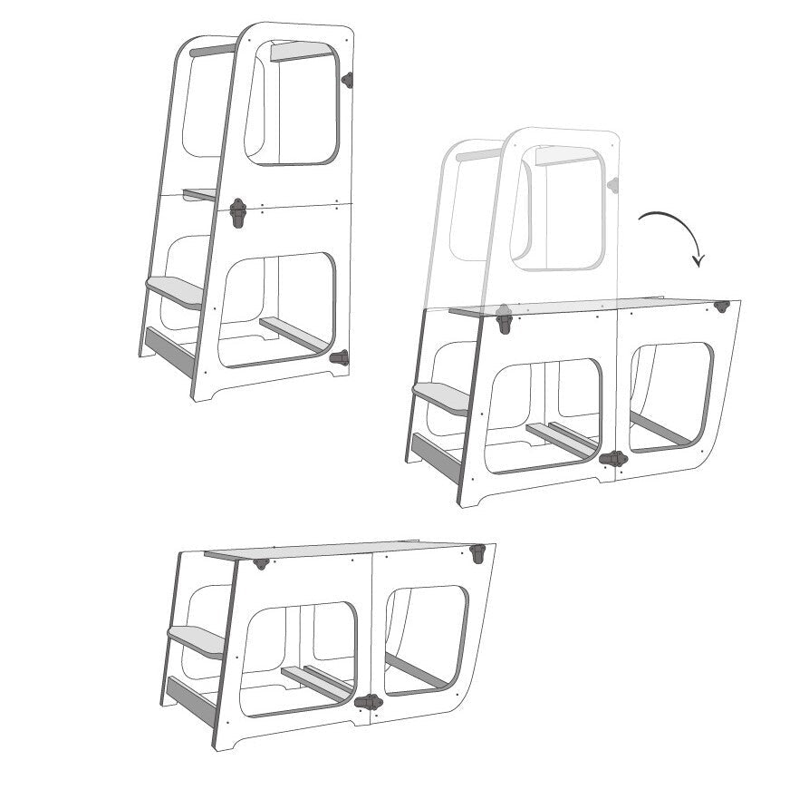 Transformable Kitchen Tower / Table & Chair - TRIKIDO